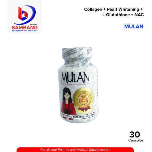 MULAN Collagen + Pearl Whitening + L-Glutathione + NAC Skin Supplement Capsule 30's