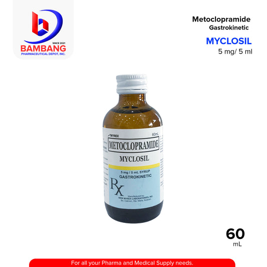 MYCLOSIL Metoclopramide 5 mg / 5 mL Syrup Gastrokinetic Orange Flavor 60mL
