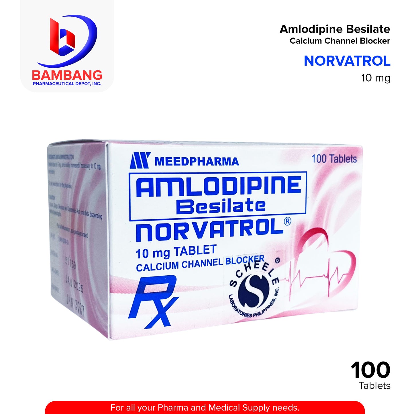 NORVATROL Amlodipine Besilate Calcium Channel Blocker 10mg Tablet 100's