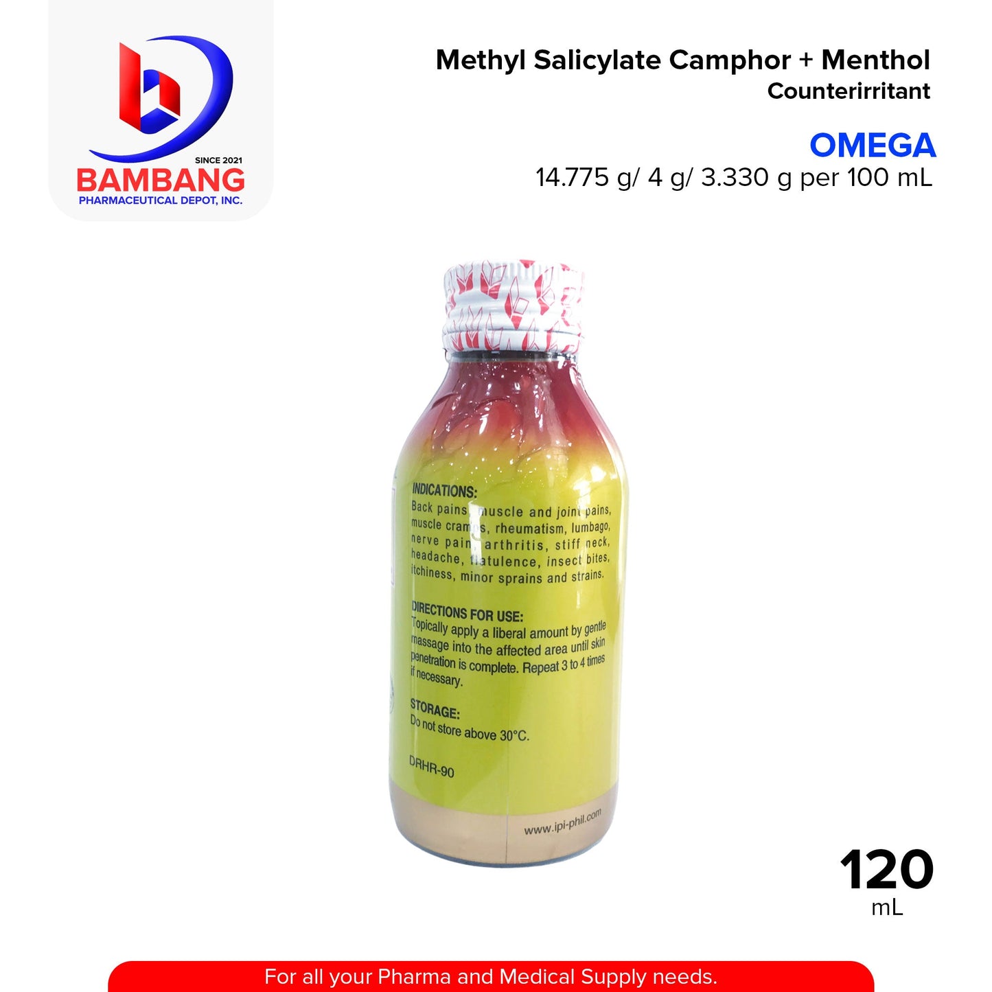 OMEGA Methyl Salicylate Camphor + Menthol Pain killer Liniment 120mL