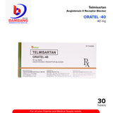 ORATEL-40 Telmisartan 40mg Tablet Angiotensin II Receptor Blocker Tablet 30's