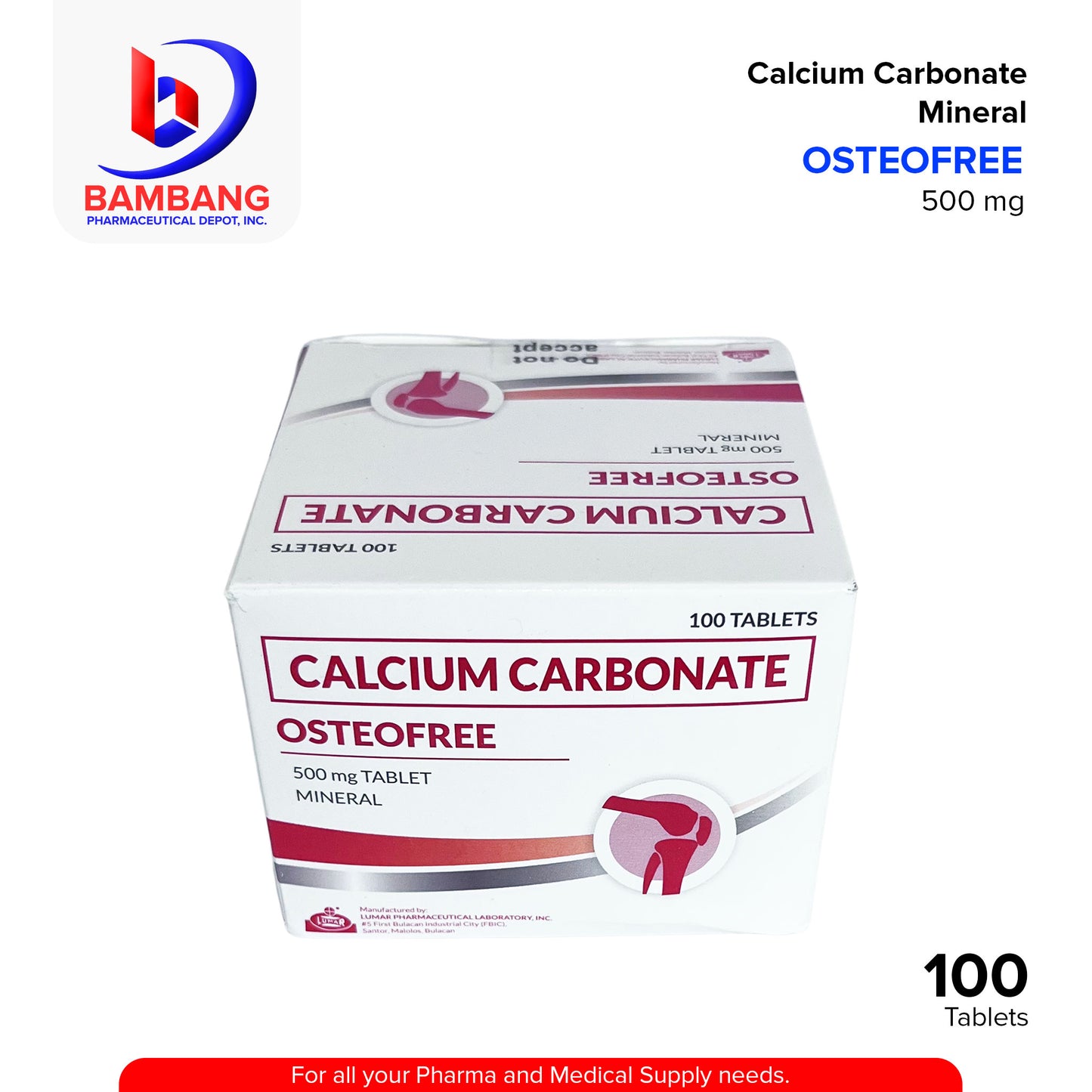 OSTEOFREE Calcium Carbonate Mineral 500mg Tablet 100's