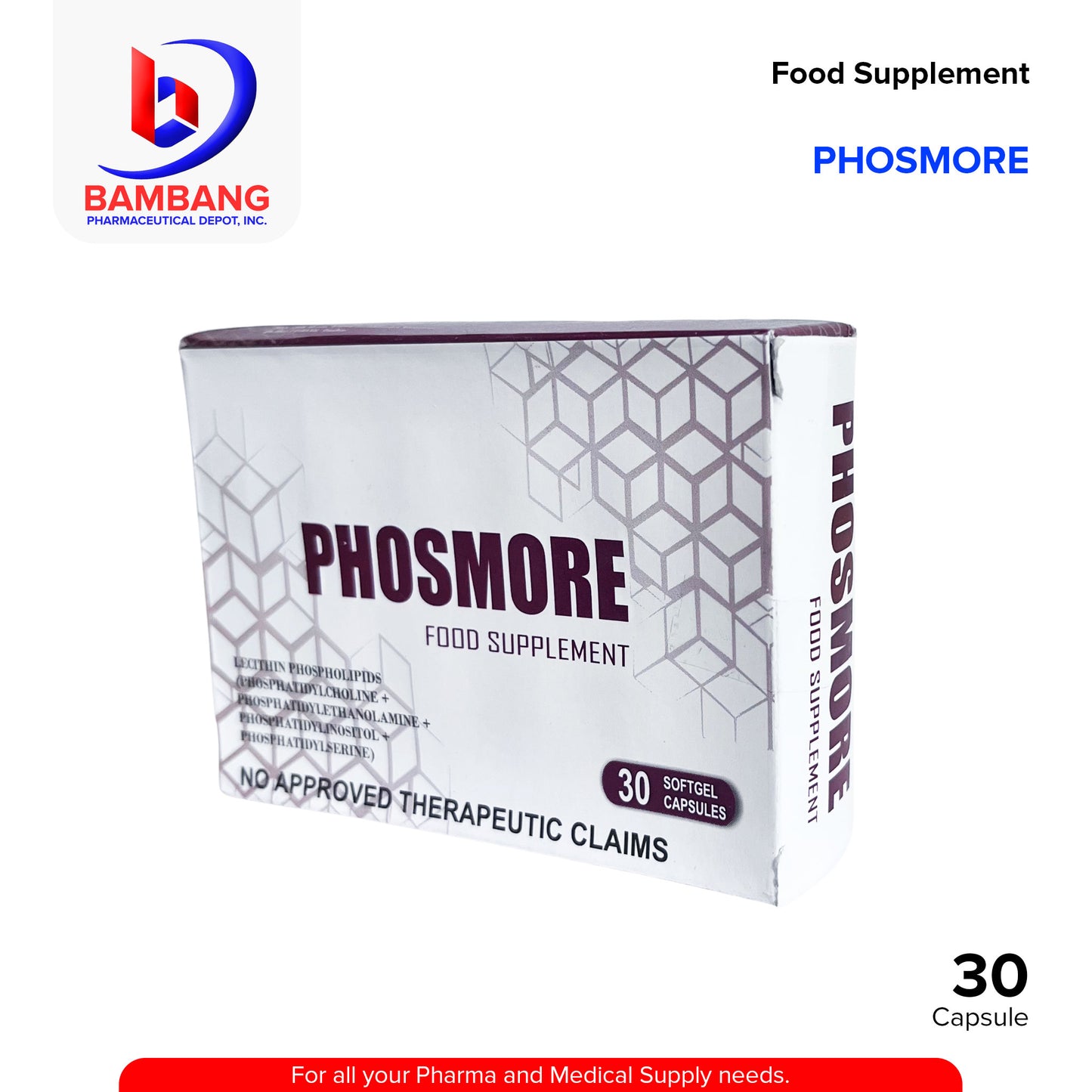 PHOSMORE Food Supplement Lecithin Phospholipids Softgel Capsule 30's