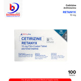 RETANYX Cetirizine Antihistamine 10mg Film Coated Tablet 100's
