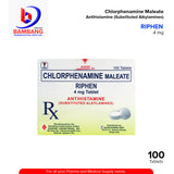 RIPHEN Chlorphenamine Maleate 4 mg Antihistamine Substituted Alkylamines 100's