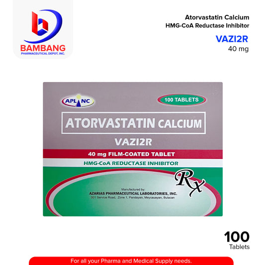 VAZI2R Atorvastatin Calcium HMG-CoA Reductase Inhibitor 40mg Film Coated Tablet 100's