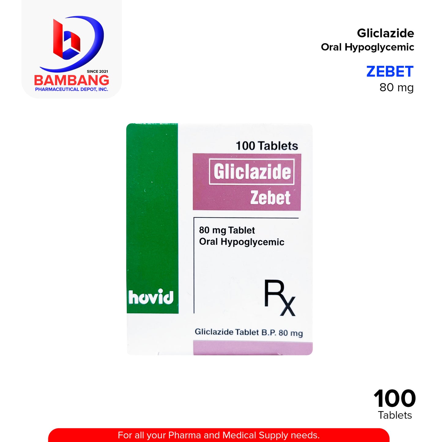 ZEBET Gliclazide Oral Hypoglycemic 80 mg Tablet 100's