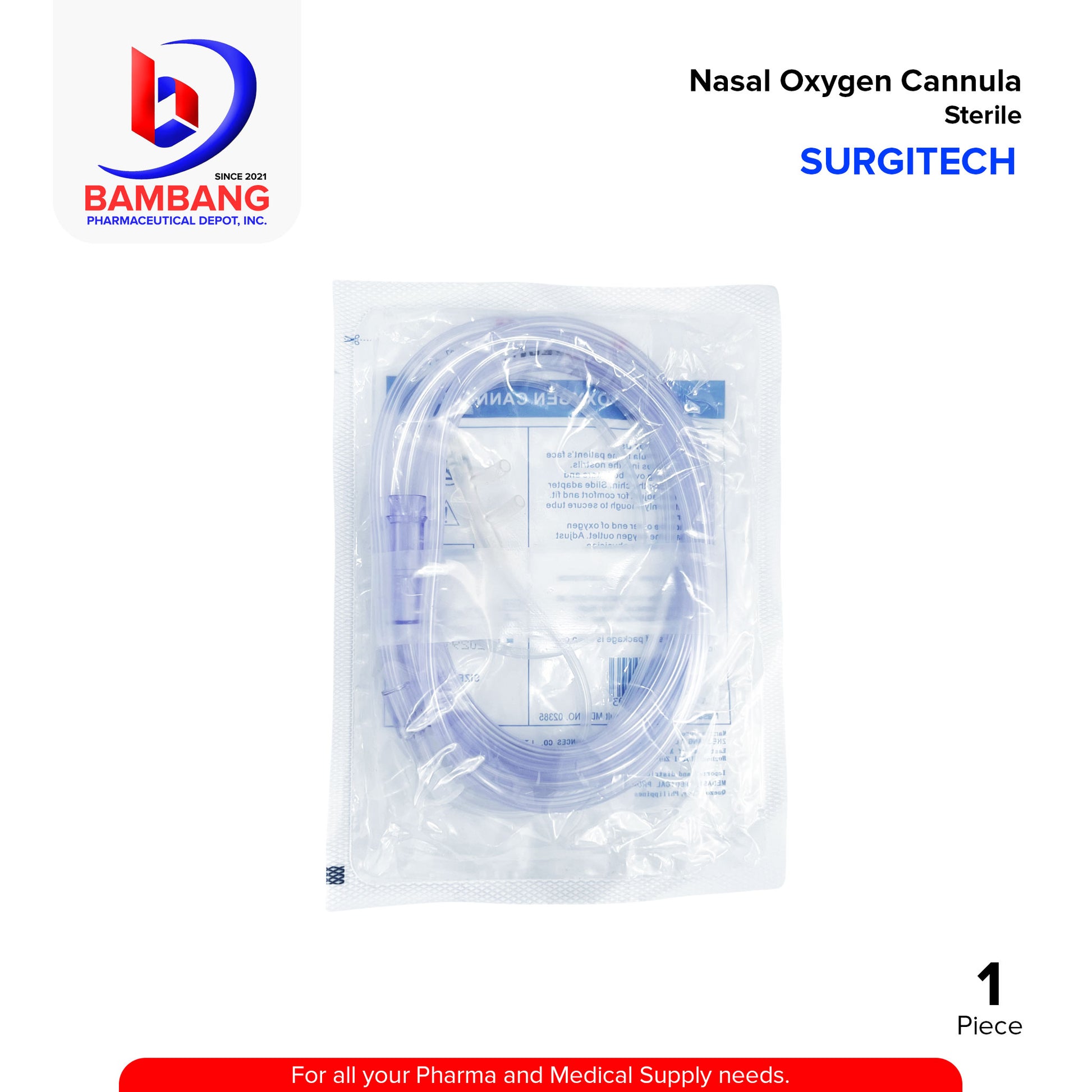 SURGITECH Nasal Oxygen Cannula Sterile Adult Size 1's