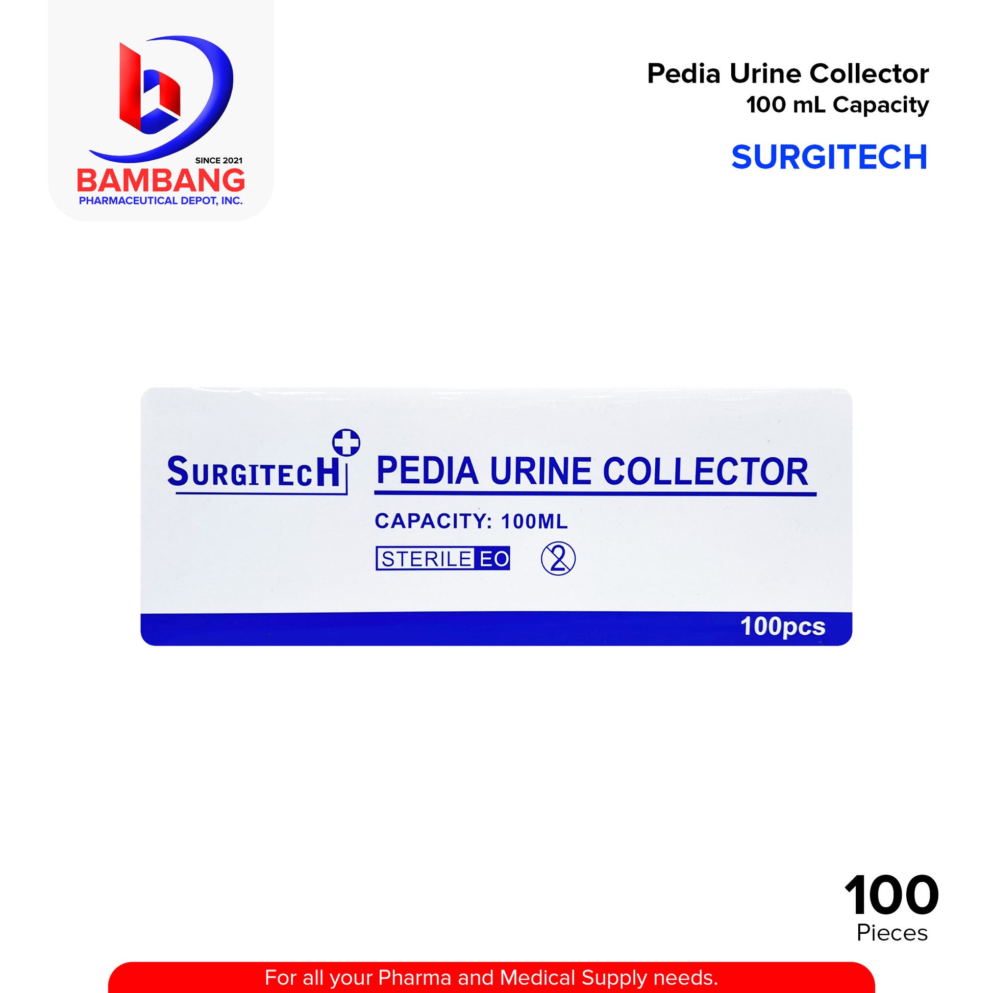 SURGITECT  Pediatric Urine Collector 100ml Capacity Sterile EO 100's