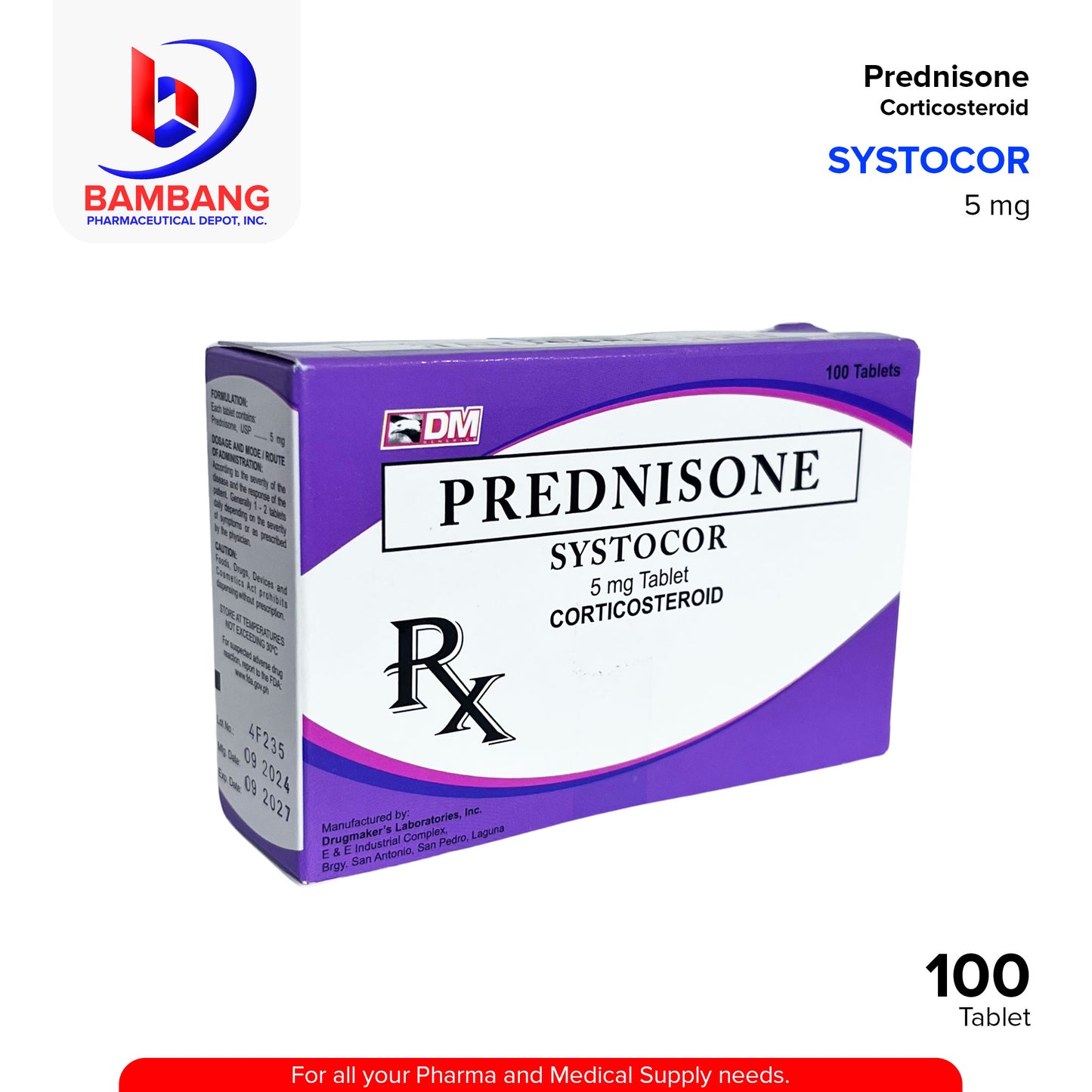 SYSTOCOR Prednisone 5mg Tablet 100's