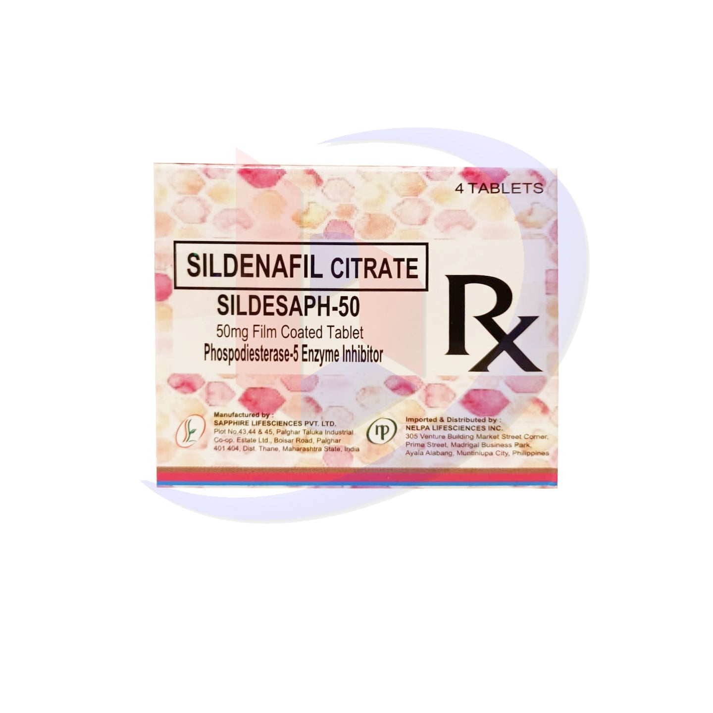 SILDESAPH Sildenafil Citrate 50mg Film Coated Tablet 4's