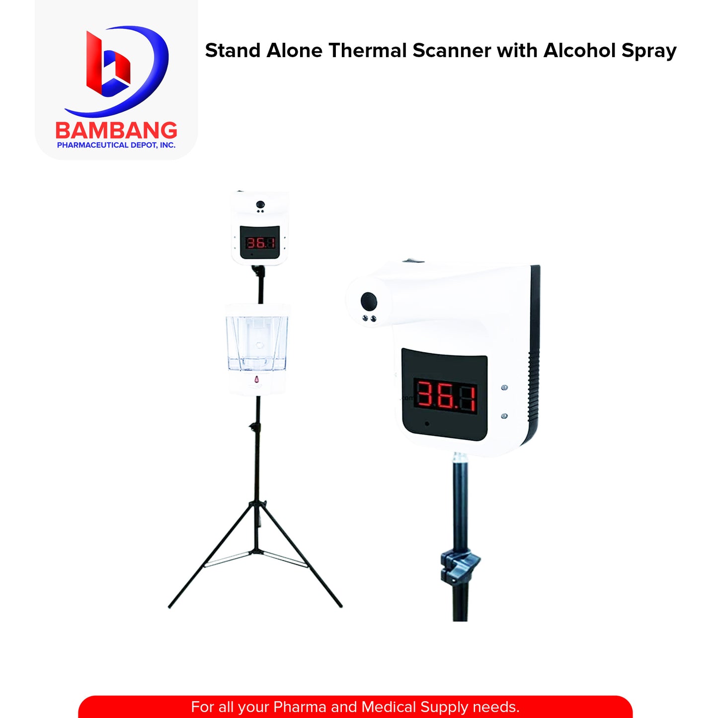 Stand Alone Thermal Scanner with Alcohol Spray