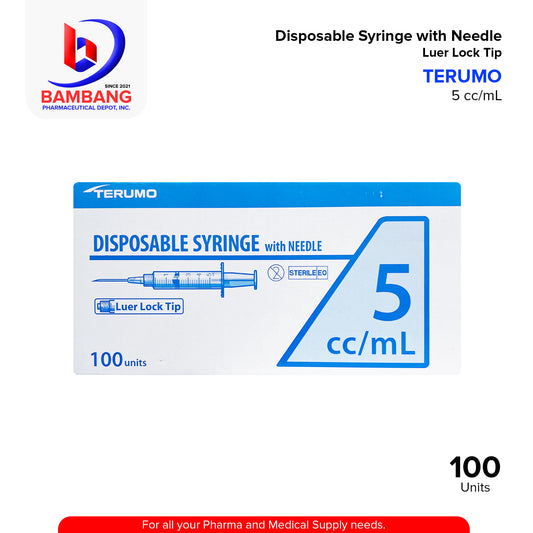 TERUMO Disposable Syringe with Needle Sterile EO Luer Lock Tip  5cc/mL Unit 100's