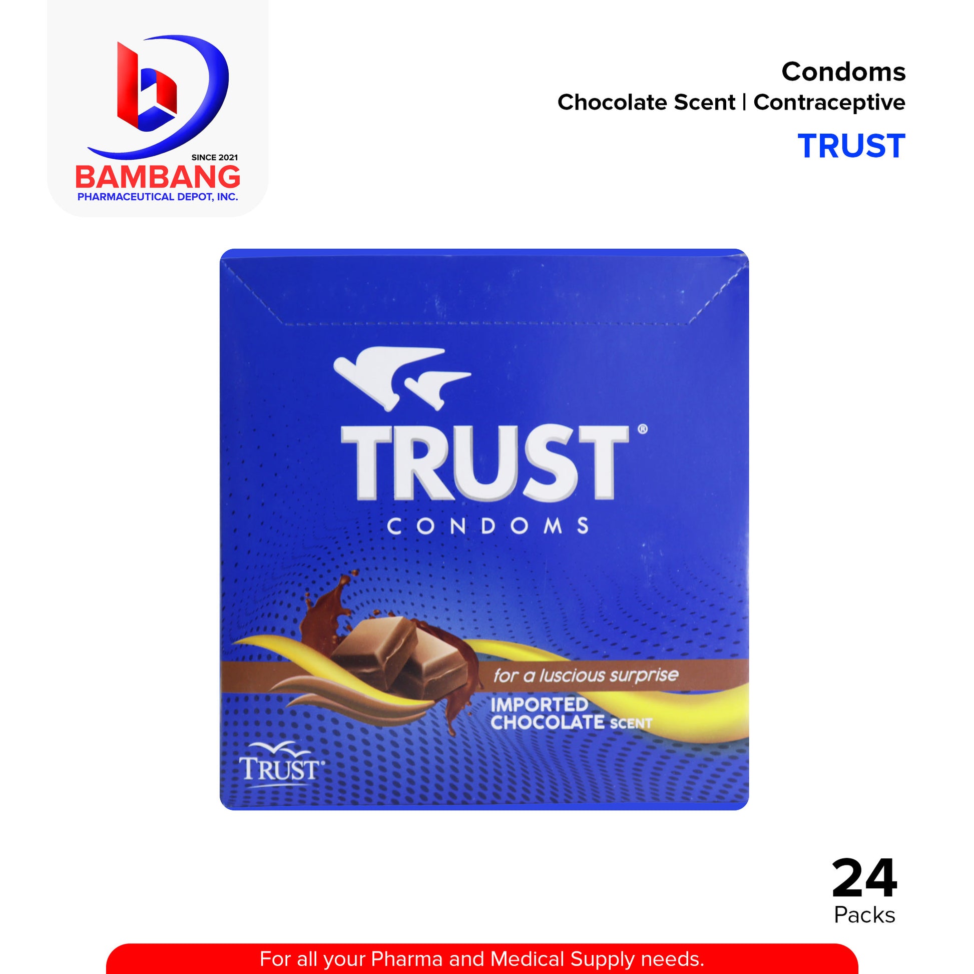TRUST Condom Chocolate Scent Contraceptive Pack 24's