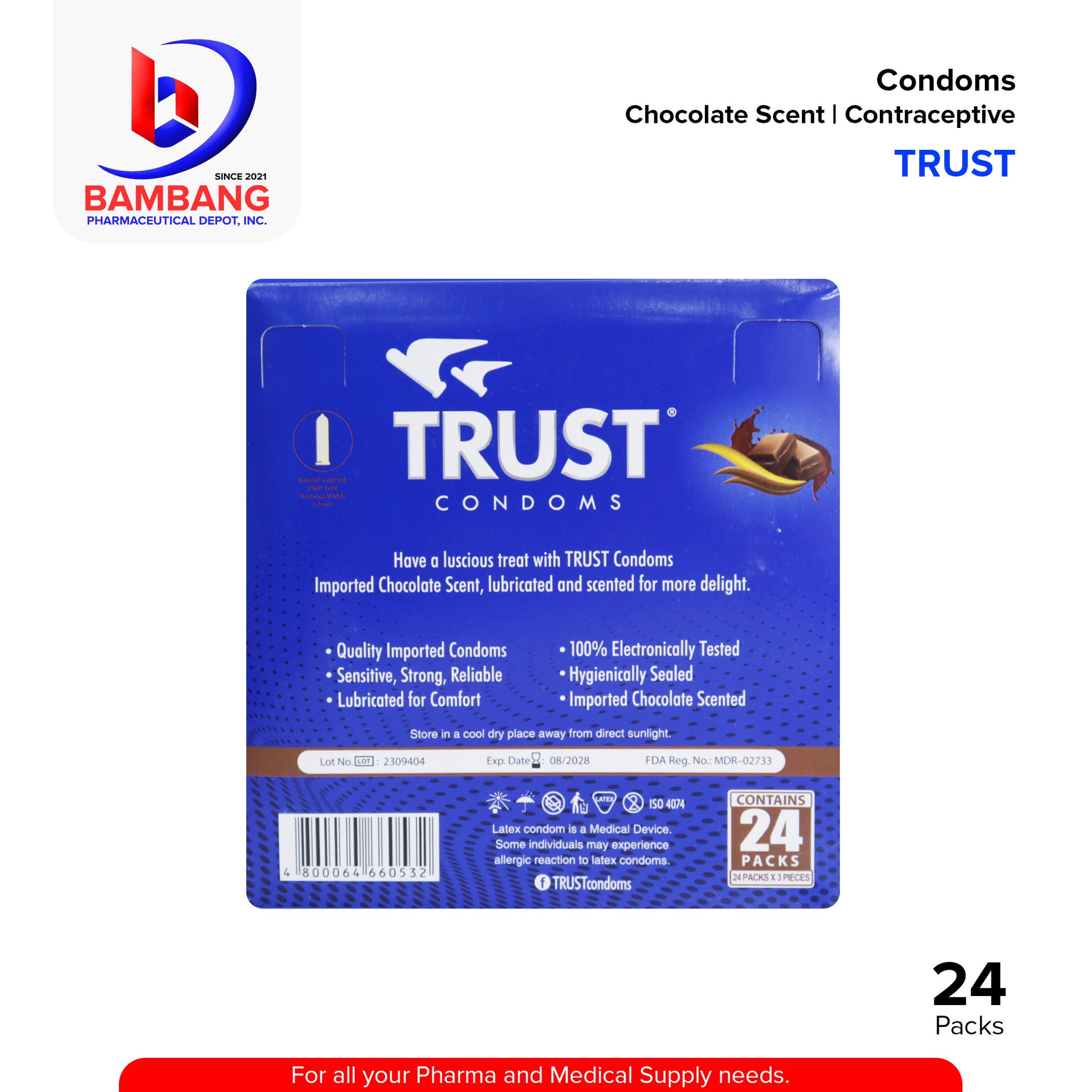 TRUST Condom Chocolate Scent Contraceptive Pack 24's