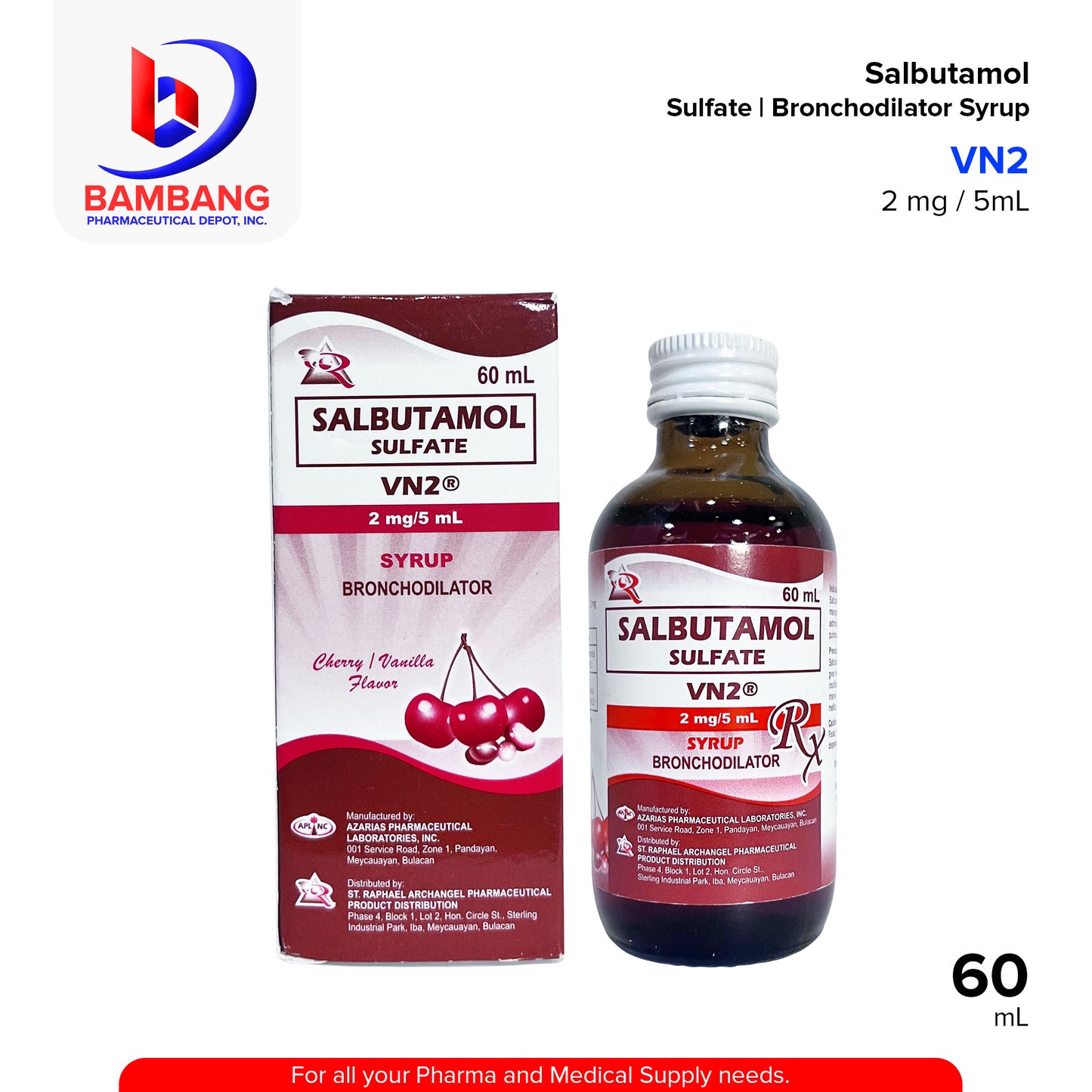 VN2 Salbutamol Sulfate Bronchodilator Syrup 2mg / 5mL 60mL