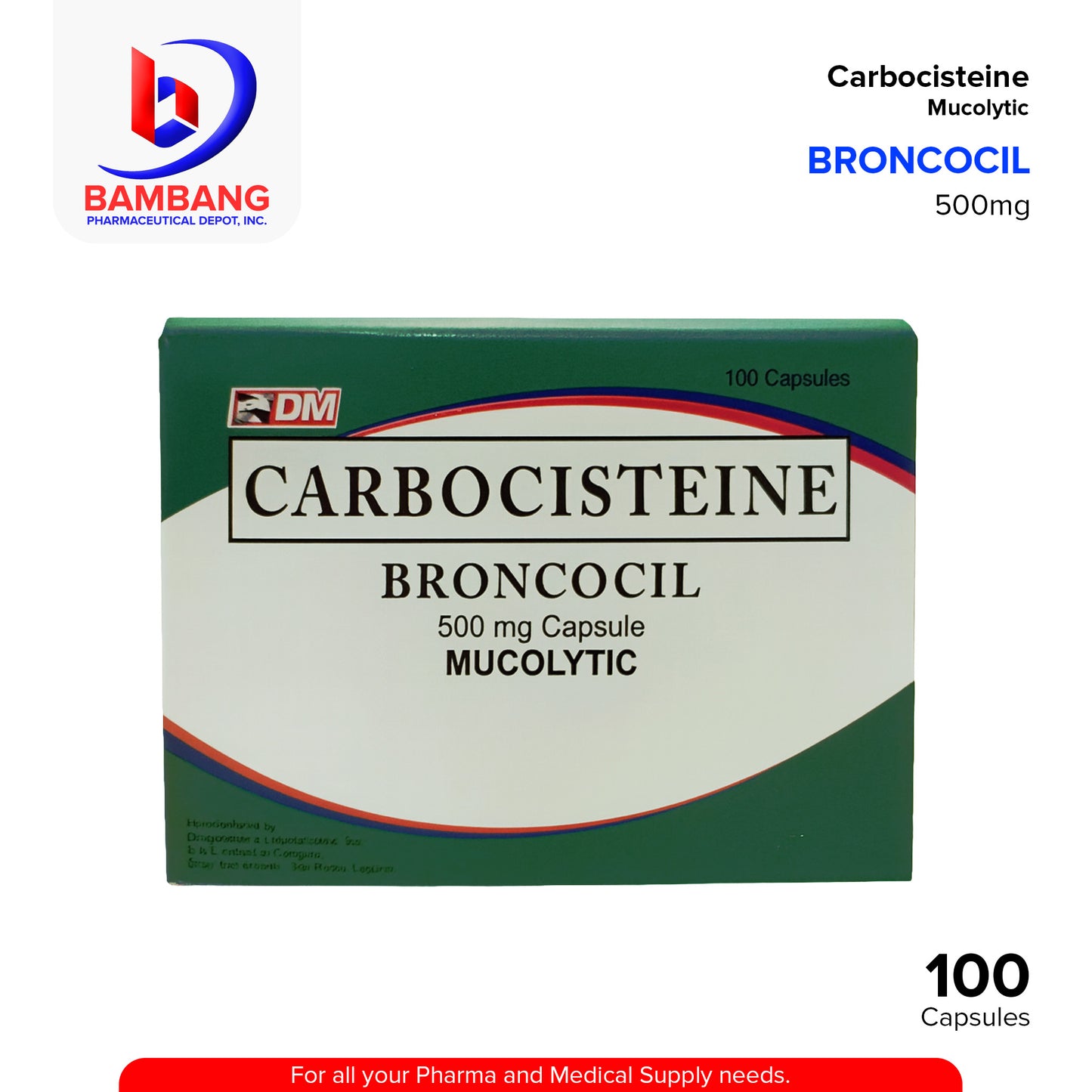 BRONCOCIL Carbocisteine 500mg Mucolytic Capsule 100's