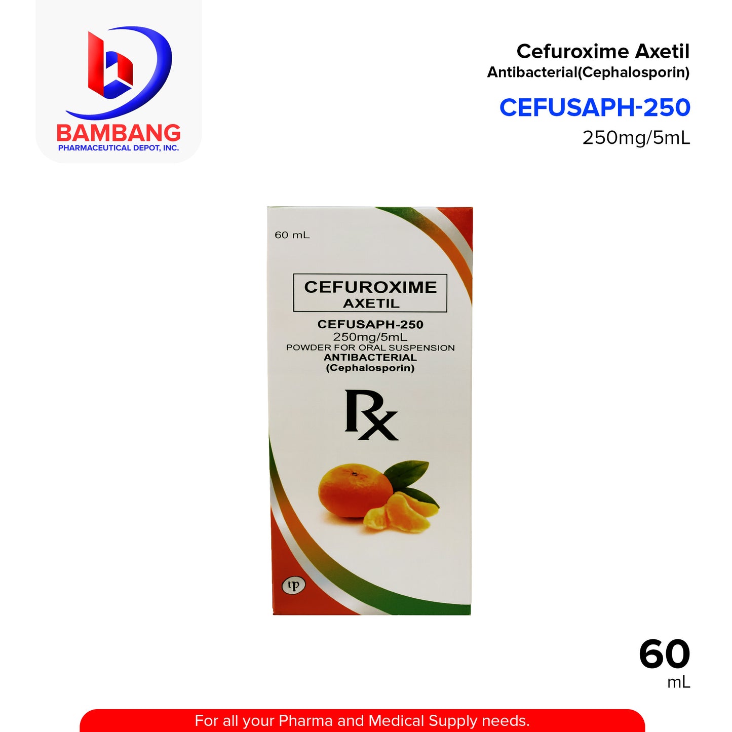 CEFUSAPH Cefuroxime Axetil 250mg/5ml Powder for Oral Suspension 60ml
