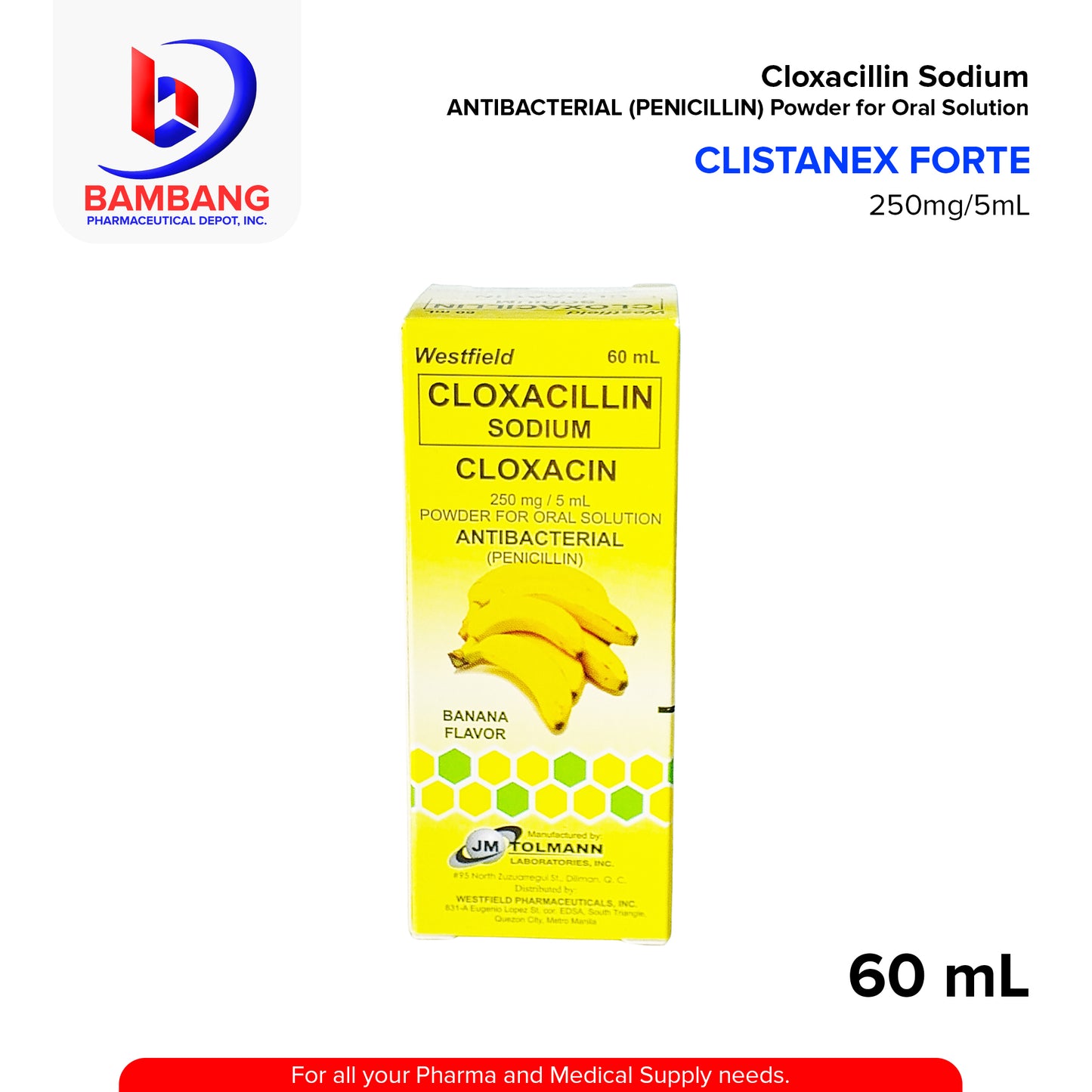 CLOXACIN Cloxacillin Sodium 250mg/5ml Oral Solution 60ml