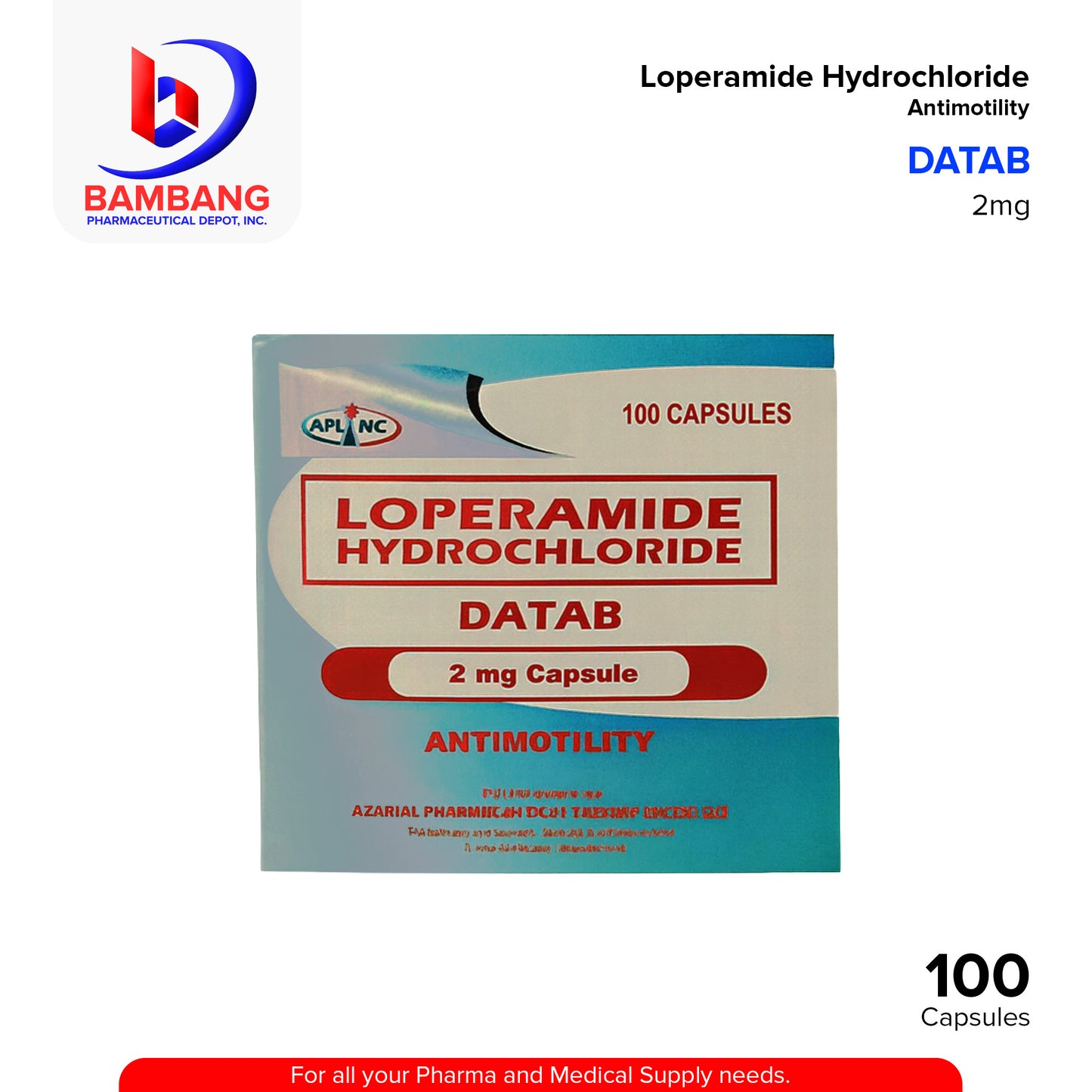 DATAB Loperamide Hydrochloride 2mg Capsule 100's