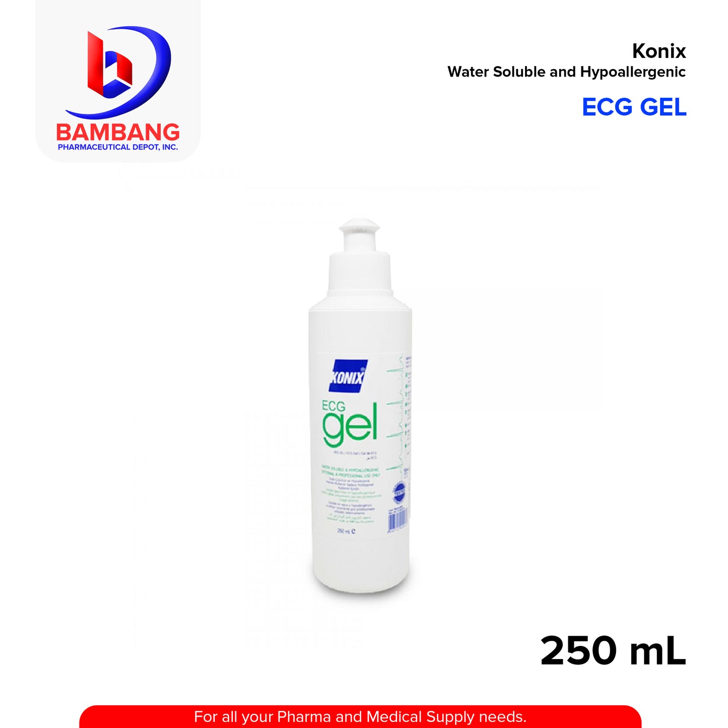 ECG Gel (Konix) Water Soluble & Hypoallergenic 8.45 250g