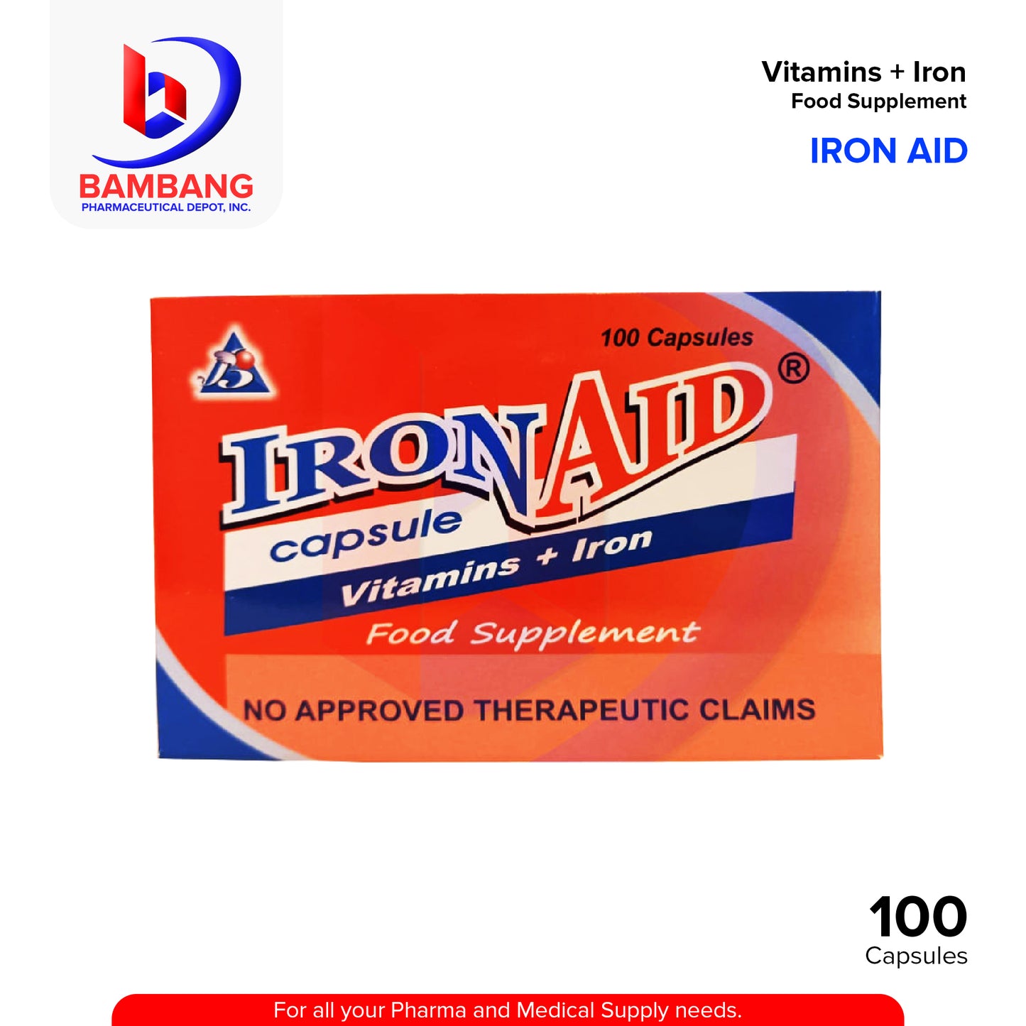 IRONAID Multivitamins + Iron Capsule 100's