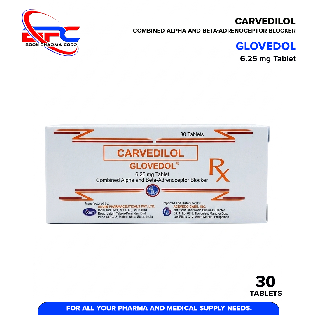 GLOVEDOL Carvedilol 6.25mg Tablet 30's
