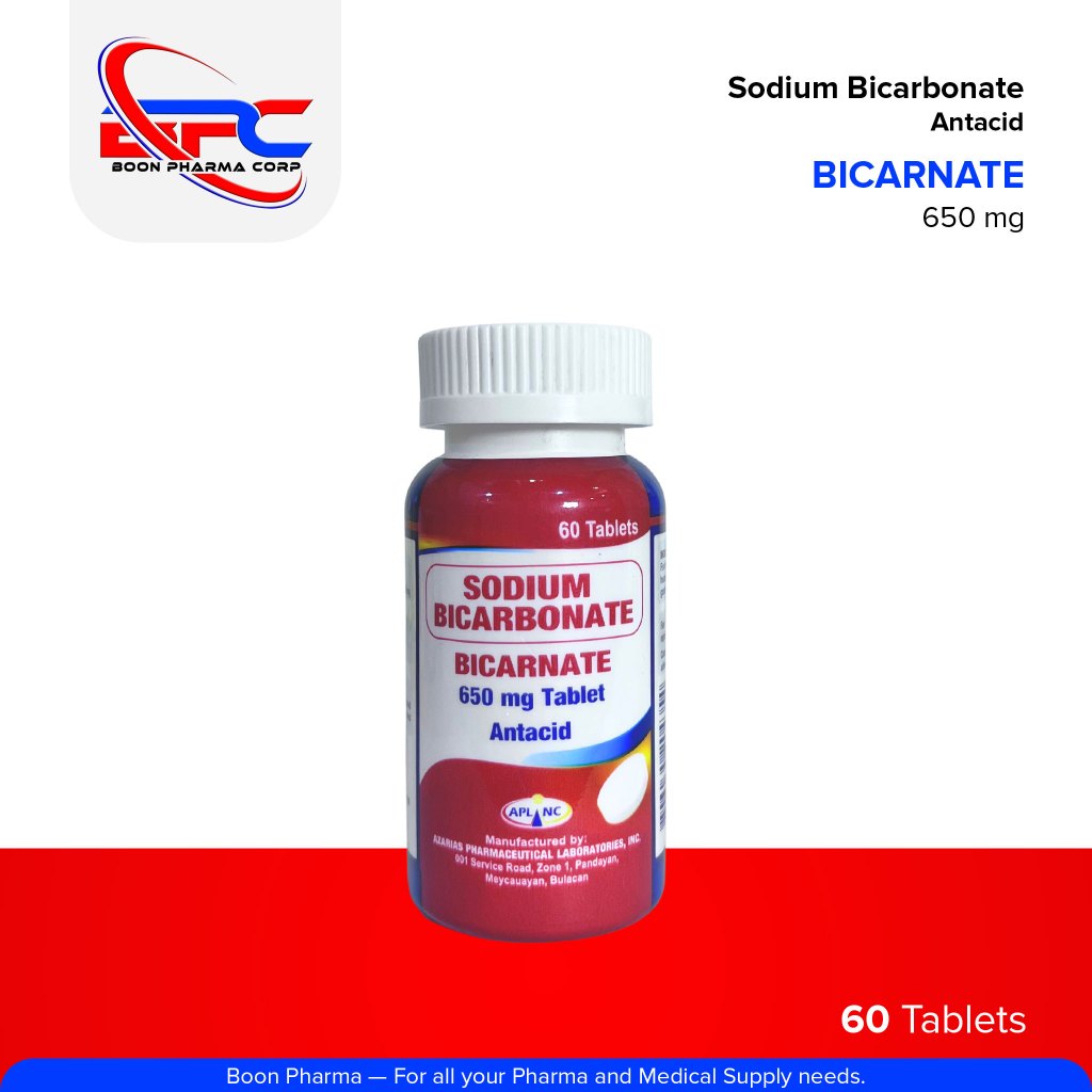 BICARNATE Sodium Bicarbonate Antacid 650 mg 60 Tablets