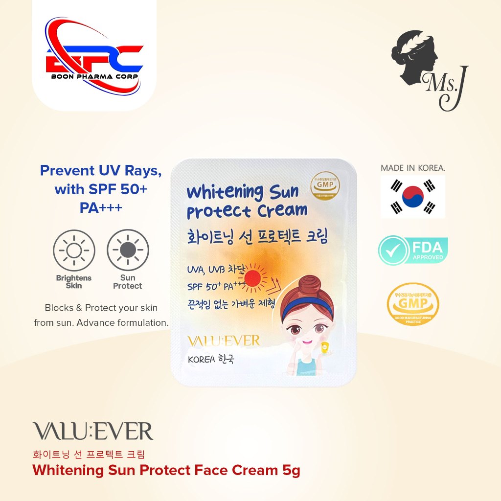 VALU:EVER Whitening Sun Protect Cream 5g SPF50+ PA+++ Korean Sunscreen