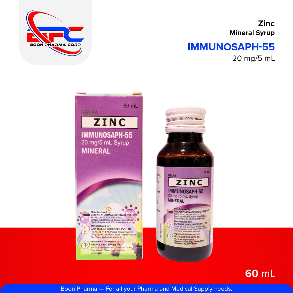 Immunosaph-55 Zinc Mineral Syrup 20mg / 5ml 60mL