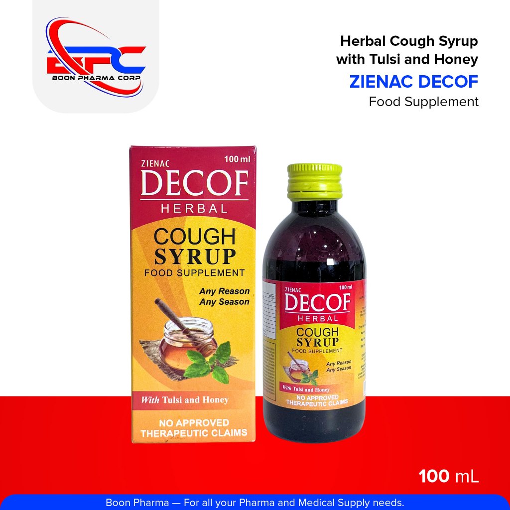 ZIENAC DECOF Herbal Cough Syrup with Tulsi and Honey Food Supplement 100ml