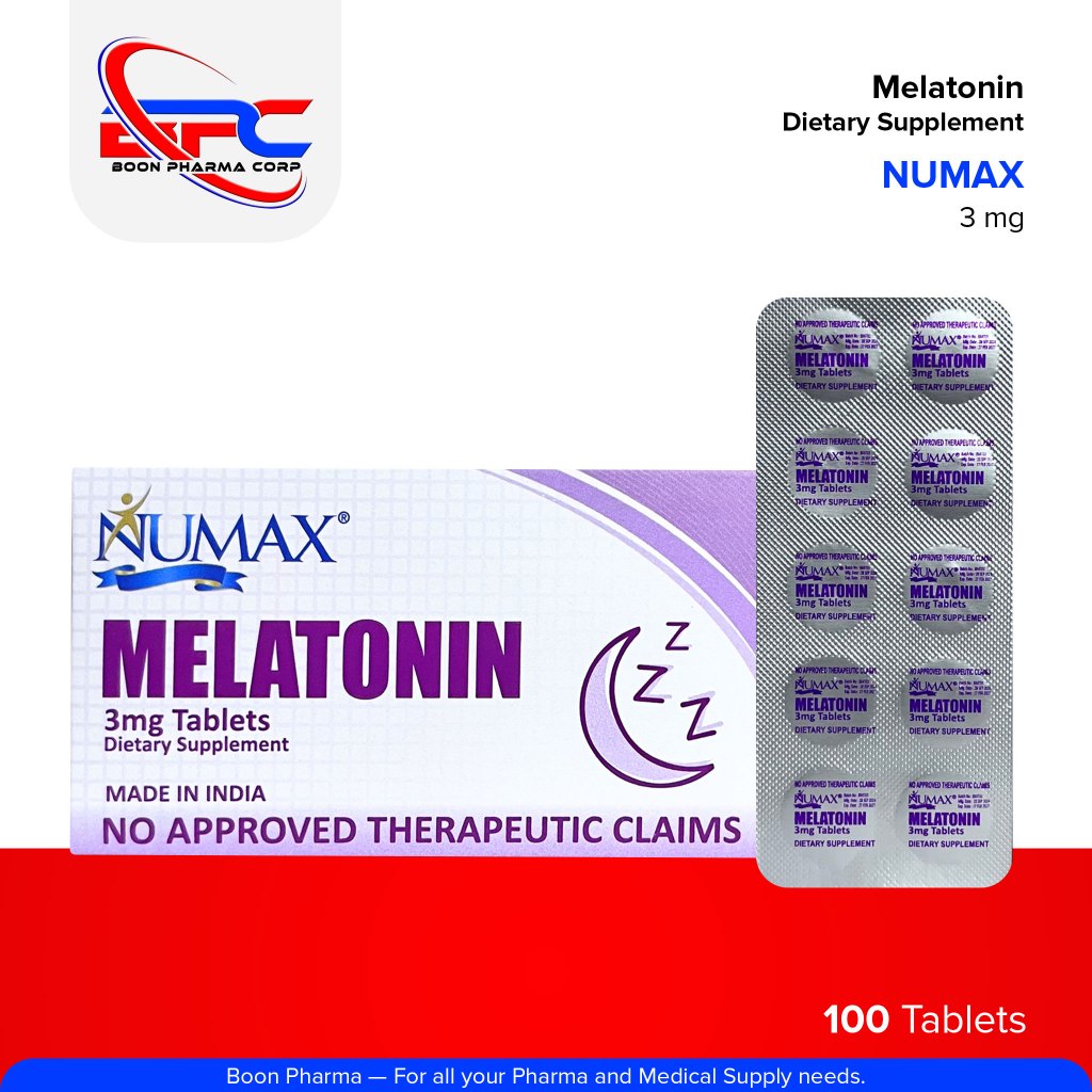 NUMAX Melatonin Dietary Supplement 3mg 100 Tablets Made in India Sleep aid Dietary Supplement