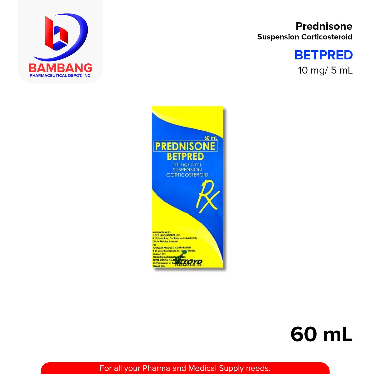 BETPRED Prednisone 10mg/5ml Suspension 60ml