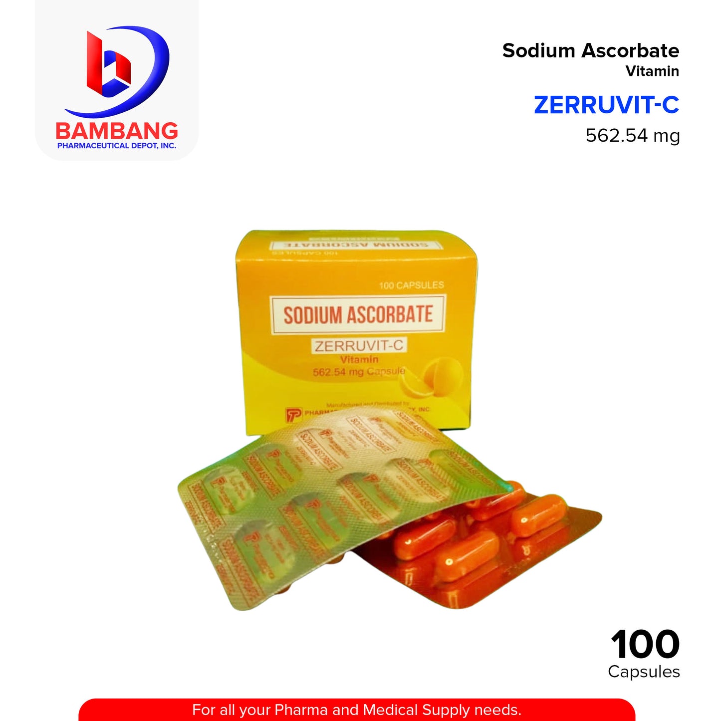 Sodium Ascorbate (Zerruvit C) 562.54mg 100's Capsule