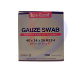 SUREGUARD Gauze Swab 24x28 8ply of 4" x 4" Mesh Sterile Pads 100's