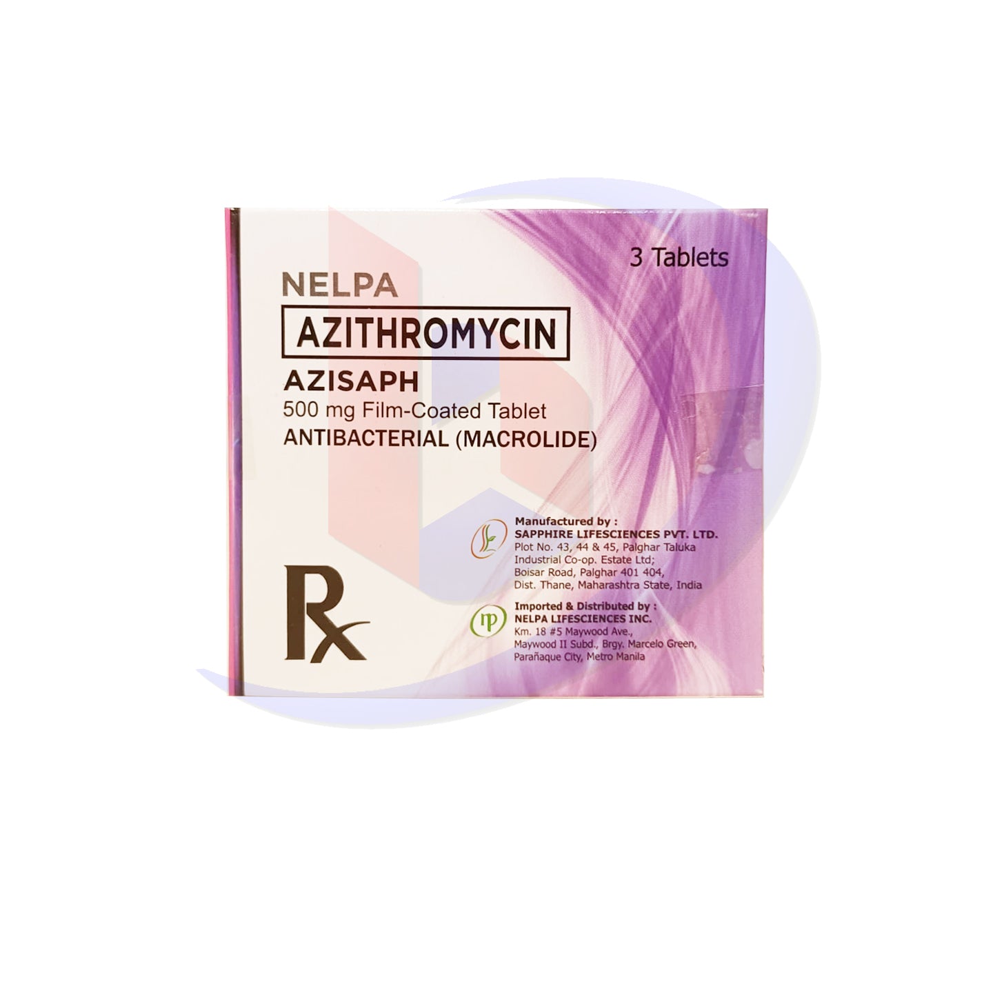 AZISAPH Azithromycin 500mg Film Coated Tablet 3's