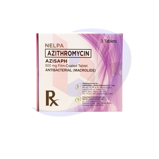 AZISAPH Azithromycin 500mg Film Coated Tablet 3's