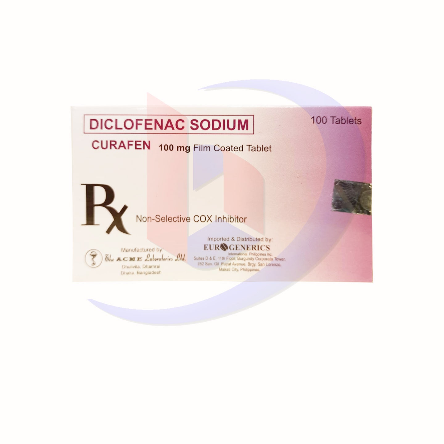 CURAFEN Diclofenac Sodium 100mg Film Coated Non Selective COX Inhibitor Tablet 100's