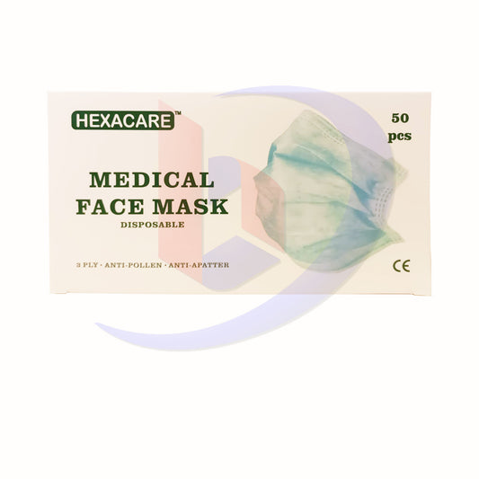 Disposable Face Mask (Hexacare) 3 Ply Anti Pollen Pieces 50's