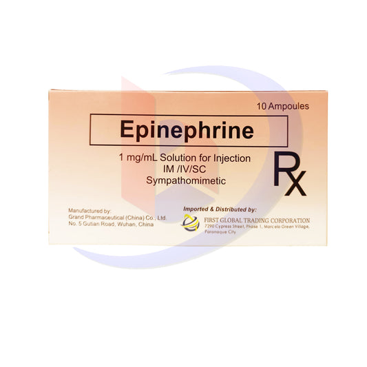 GRANDPHARMA Epinephrine 1mg / ml IM/ IV/ SC Ampoules 10's