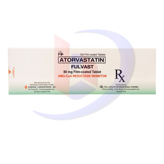 Atorvastatin (Fulvast) 80mg Film Coated Tablet 100's