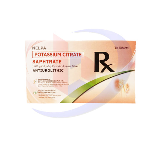 SAPHTRATE Potassium Citrate 1.080g (10mEq) Extended Release Tablet 30's