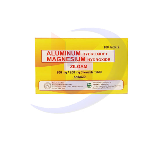 Aluminum Hydroxide + Magnesium Hydroxide (Zilgam) 200mg/200mg Chewable Tablet 100's