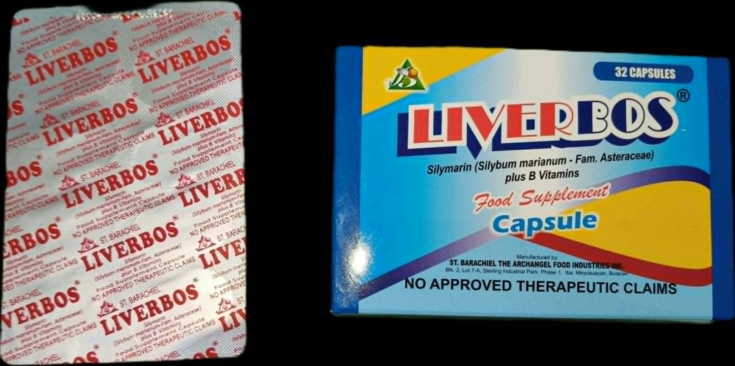 LIVERBOS Silymarin Silybum marianum - Fam. Asteraceae Plus B Vitamins 32 Capsules