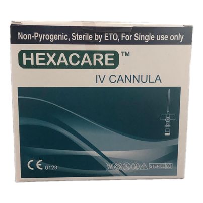 IV Cannula (Hexacare) With Wings And Injection Port 0.7 x 19mm 23ml/min 24g 100's