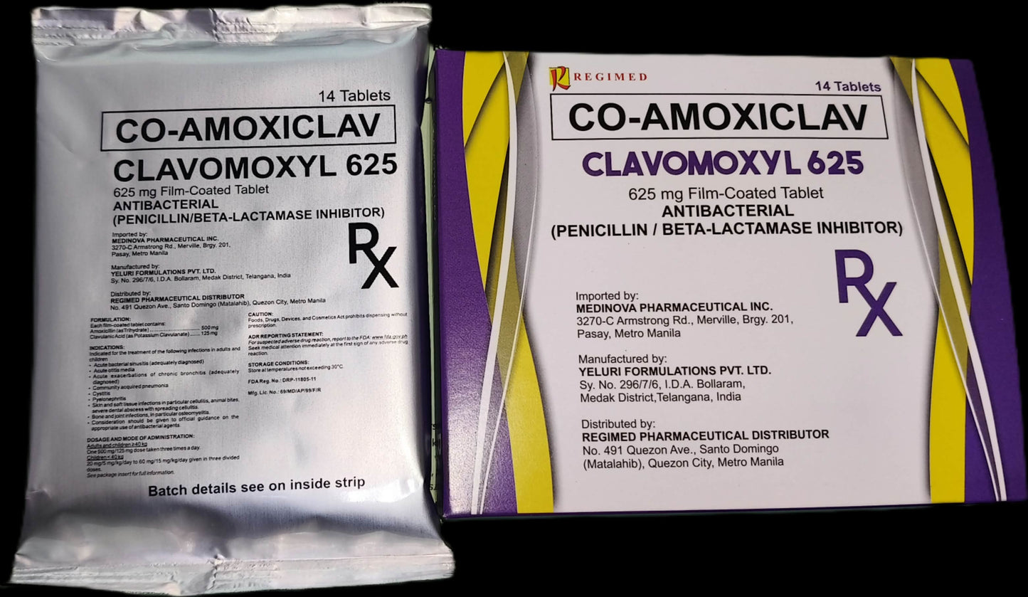 CLAVOMOXYL Co-Amoxiclav 625mg Film Coated Tablet 14's