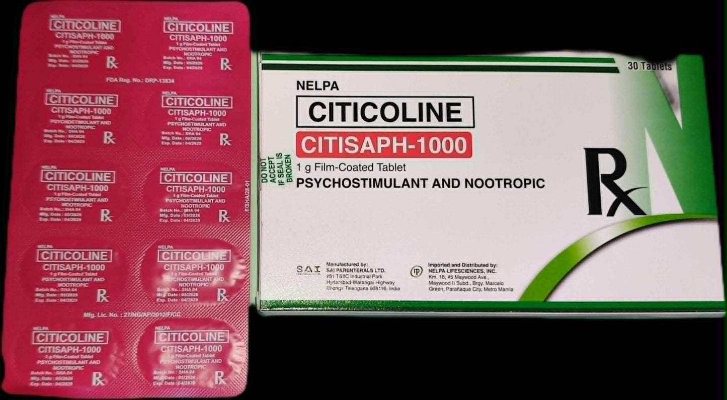 CITISAPH-1000 Citicoline 1g Film Coated Tablet 30's