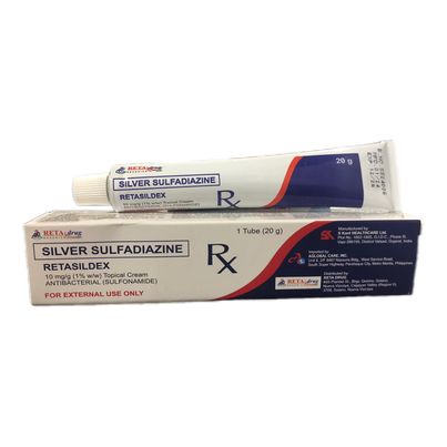 RETASILDEX Silver Sulfadiazine 10mg/g (1% w/w) Topical Cream Antibacterial Sulfonamide 1 Tube 20g