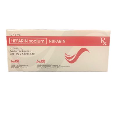 Heparin Sodium (Nuparin) 5,000IU/ml Solution for Injection Anticoagulant 10 x 5ml