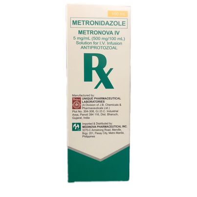 Metronidazole (Metronova IV) 5mg/ml 500mg/100ml Solution for I.V. Infusion 100'ml